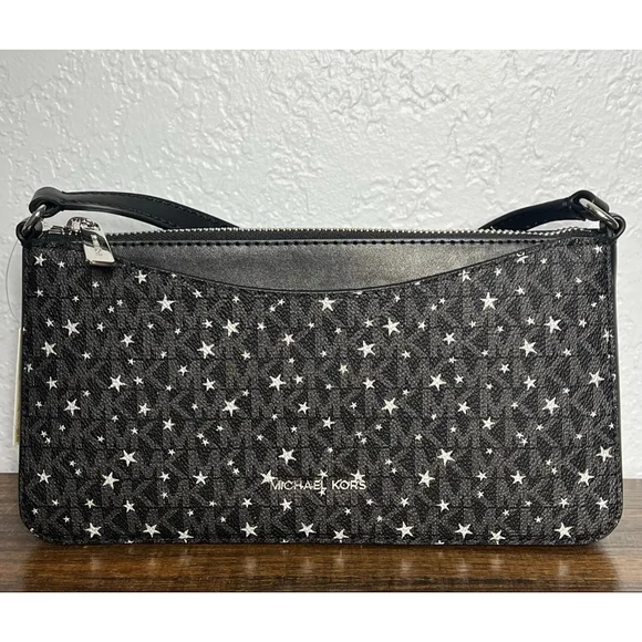 Michael Kors Arden Medium Black Star Print Crossbody Bag with Zip Closure - Picture 4 of 8